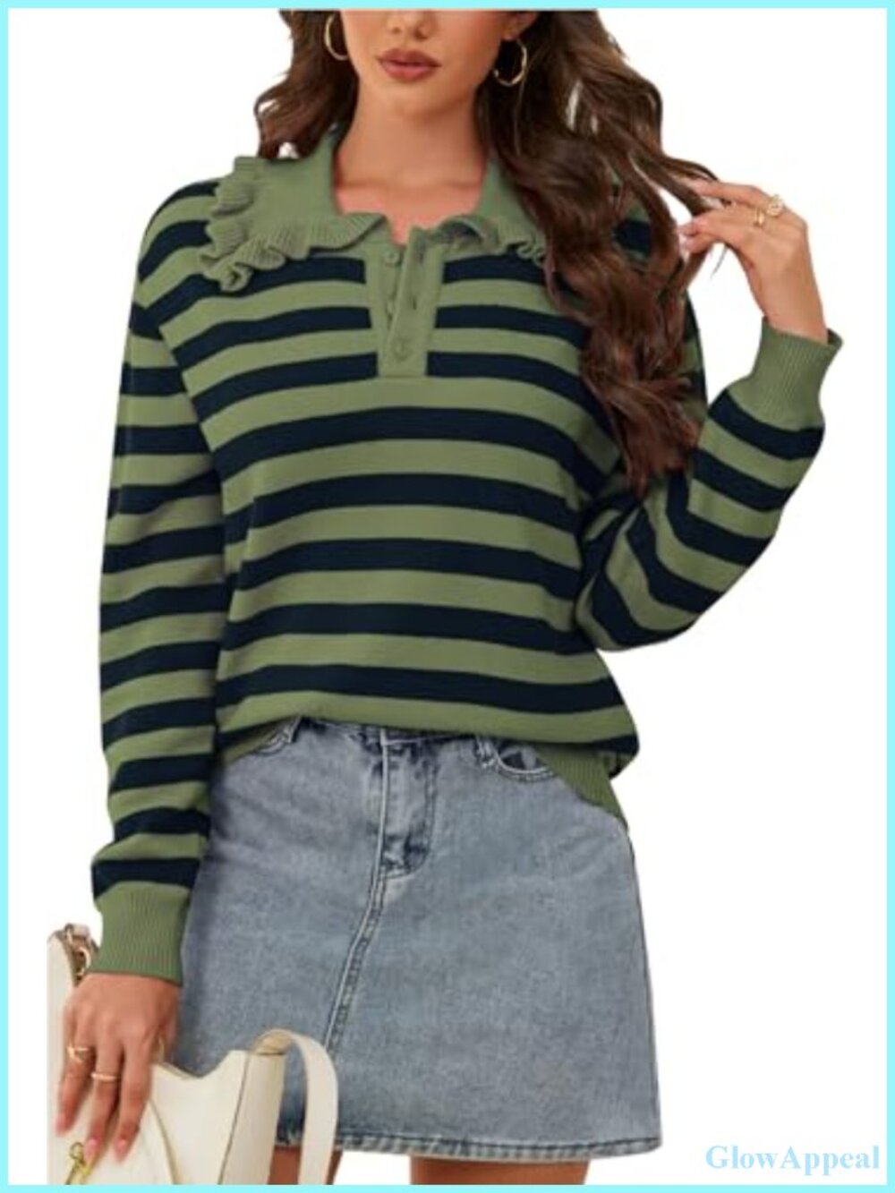 Peter Pan Collar Knit Pullover Sweater Long Sleeve Button Top